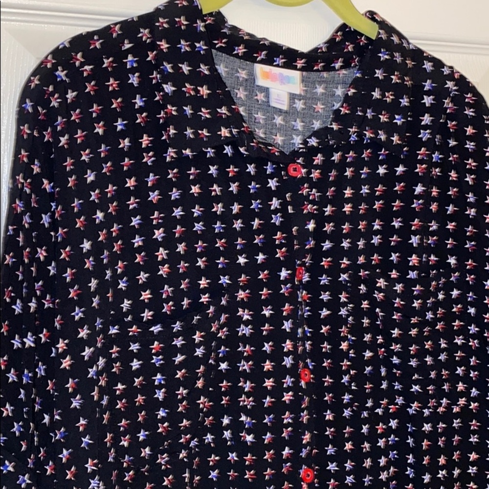 Lularoe Amy Button Down Large Americana Stars